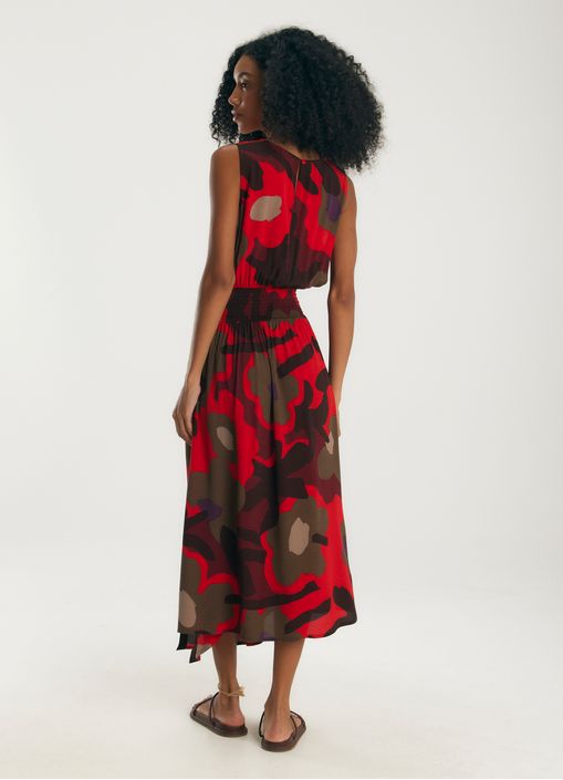 Vestido de crepe midi estampado valentina
