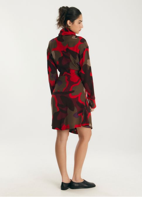 Vestido de crepe curto estamapado valentina