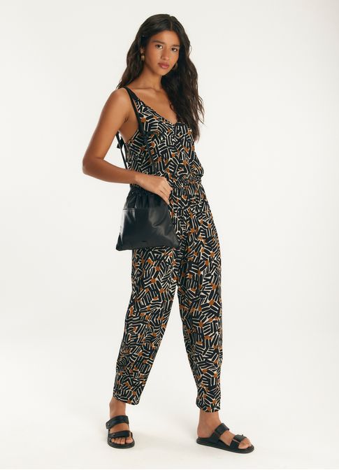Blusa alça crepe estampada caminos