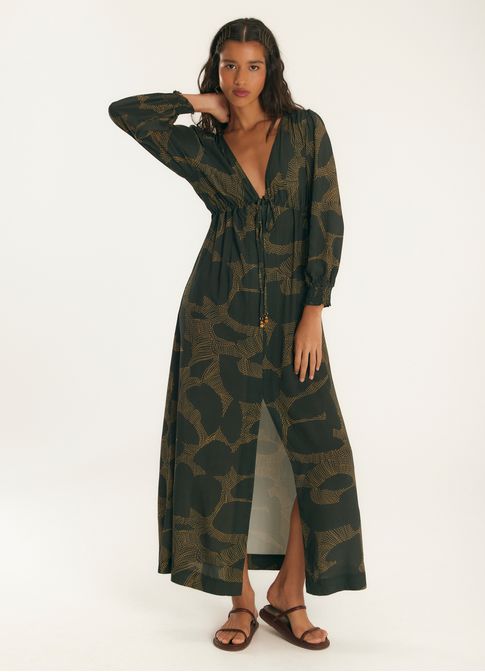Vestido longo estampado plaza