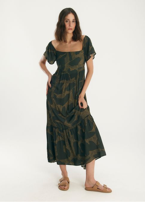 Vestido midi estampado plaza