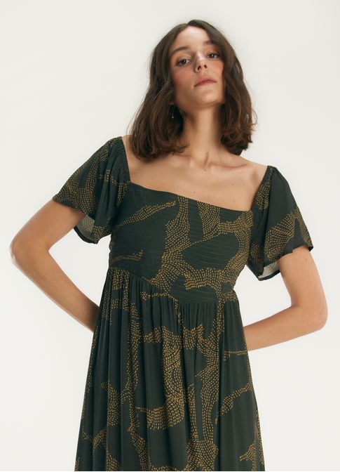 Vestido midi estampado plaza