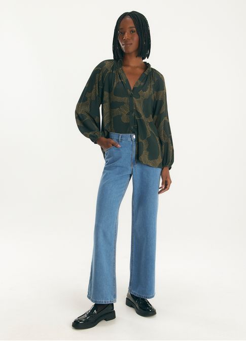 Blusa de manga estampada plaza