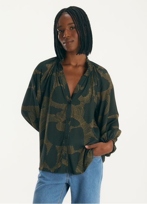 Blusa de manga estampada plaza