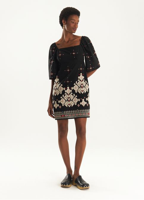 Vestido algodão maxi bordado mouro