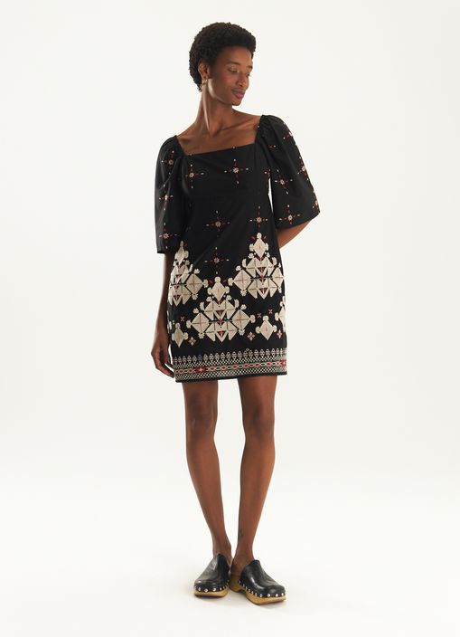 Vestido algodão maxi bordado mouro
