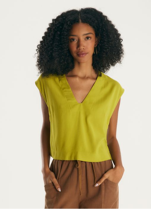 Regata shell viscose sarjada verde