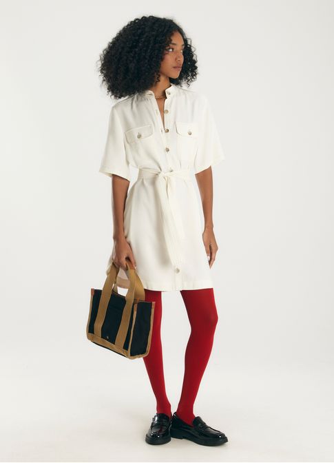 Chemisier viscose sarjada off white