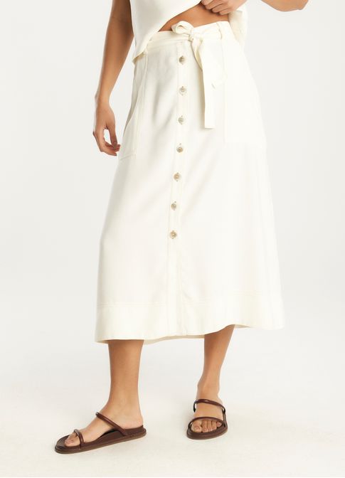 Saia viscose sarjada off white