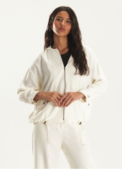 Parka viscose sarjada off white