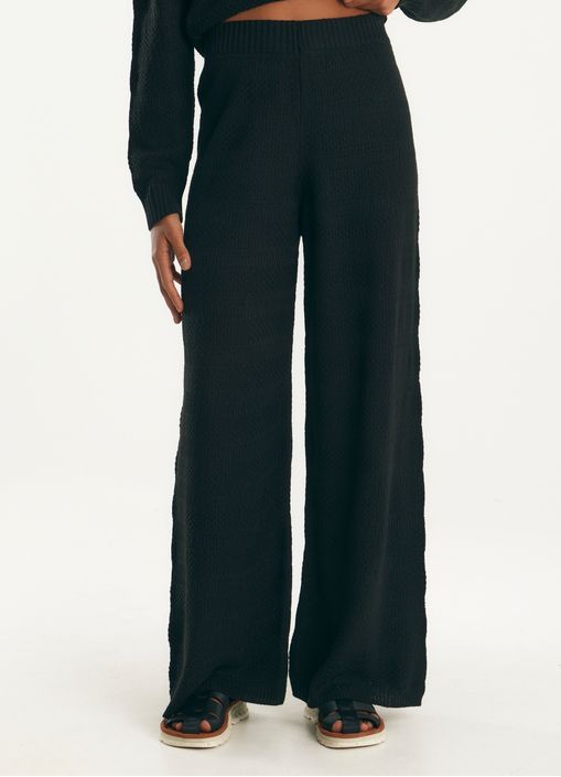 Calça pantalona tricô preto