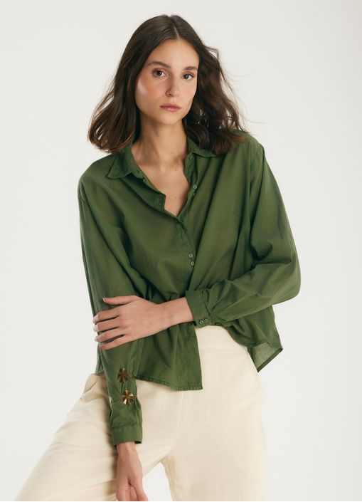 Camisa voil classic verde escuro