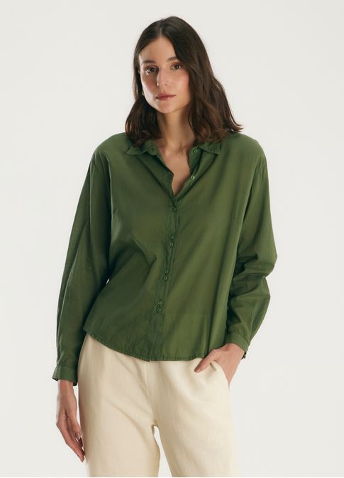 Camisa voil classic verde escuro