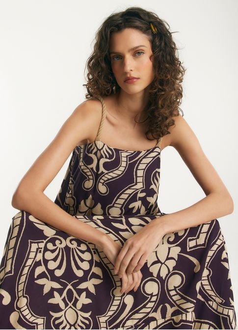 Vestido longo estampado pilar