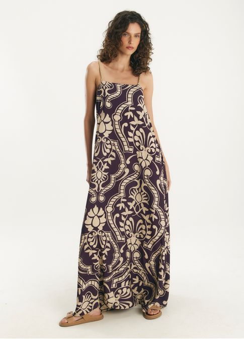 Vestido longo estampado pilar
