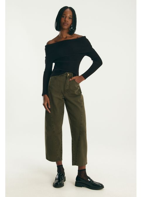 Blusa ombro tricô preto