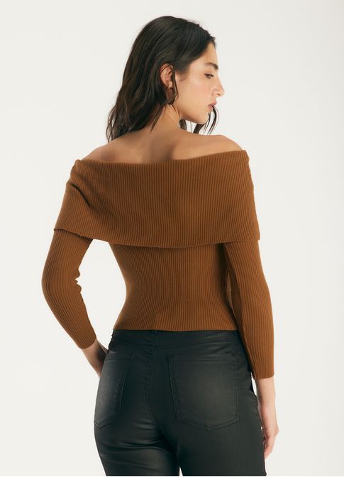Blusa ombro tricô marrom