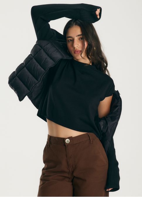 Blusa box tricô basic preto