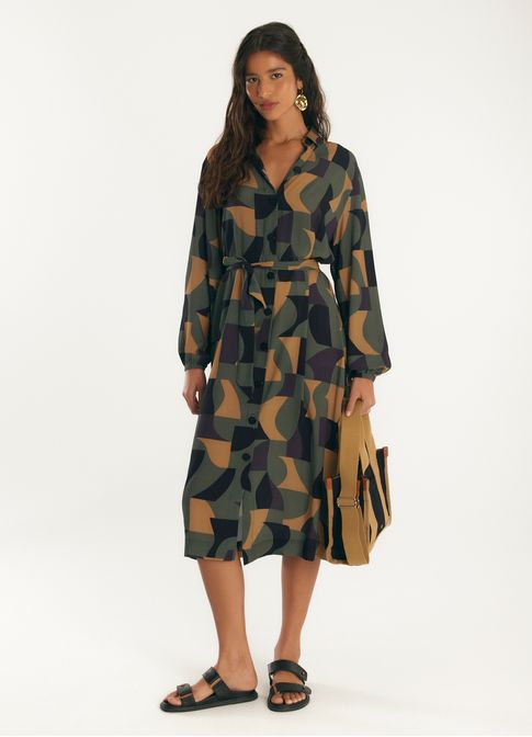 Vestido chemisier estampada rambla