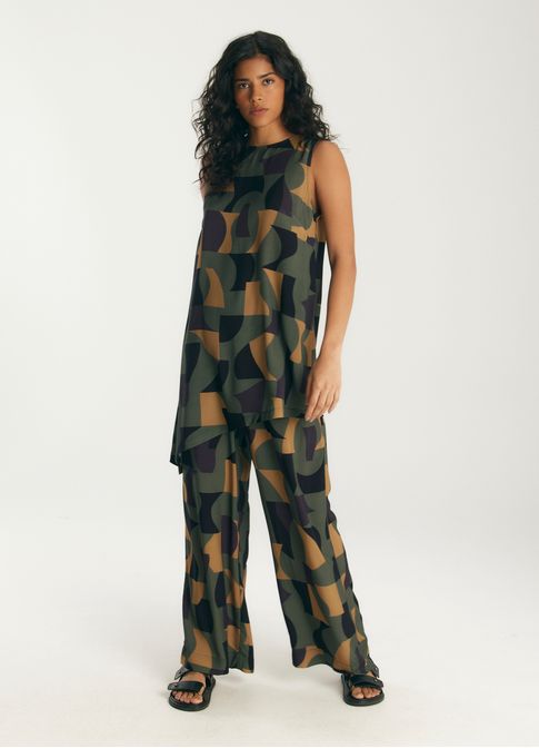 Blusa assimétrica estampada rambla