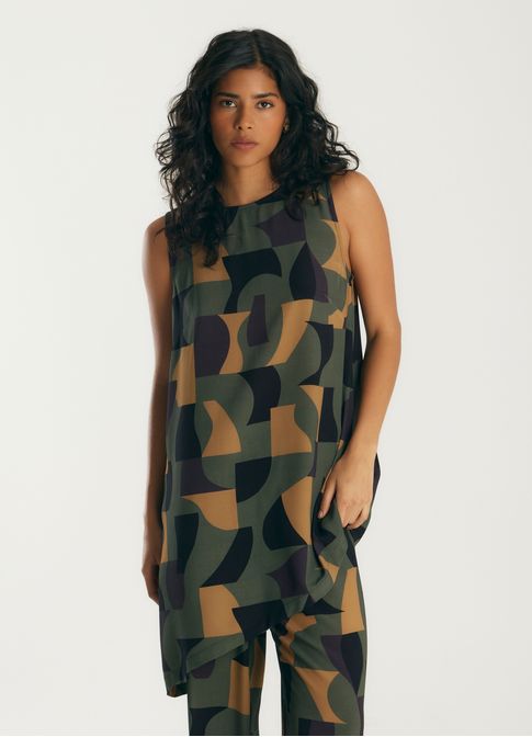 Blusa assimétrica estampada rambla