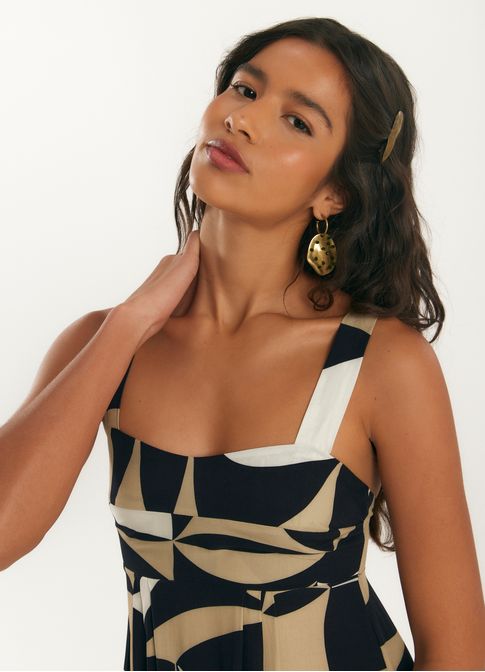 Vestido longo estampado tendas