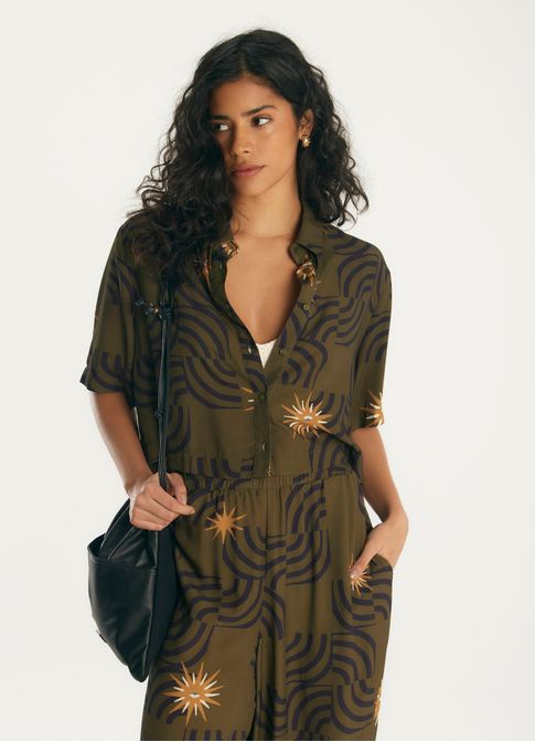 Camisa curta estampada epifania