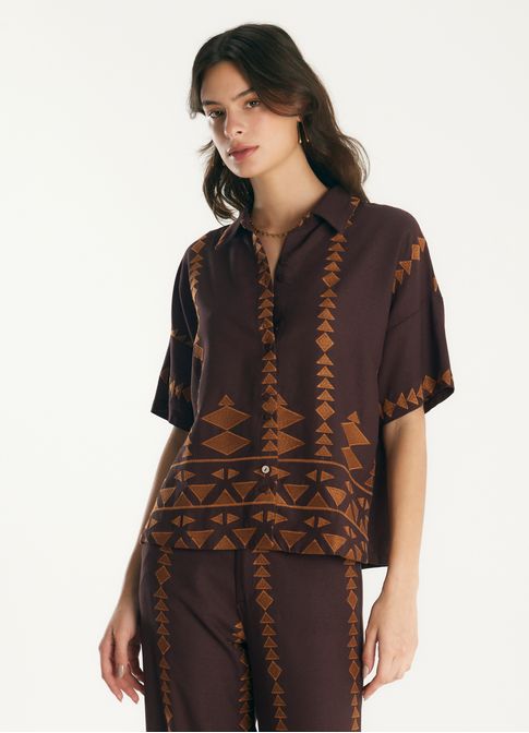 Camisa linho bordado mobile