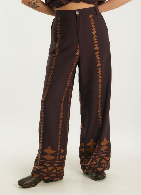Calça linho bordado mobile
