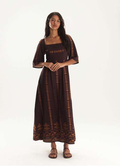 Vestido linho bordado mobile