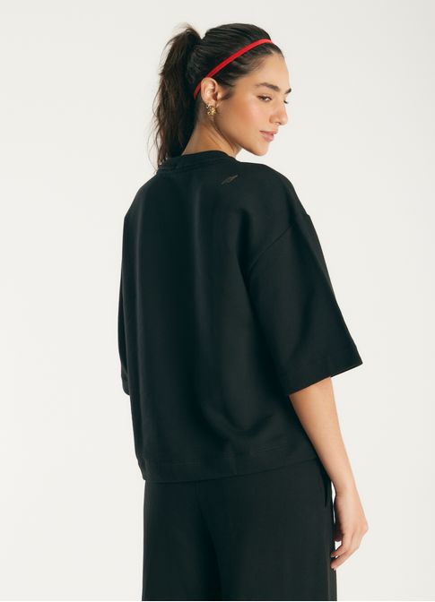Blusa moletom cadarço preto
