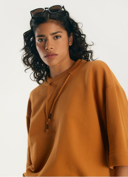 Blusa moletom cadarço marrom