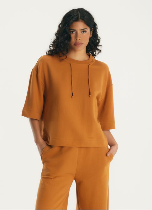 Blusa moletom cadarço marrom