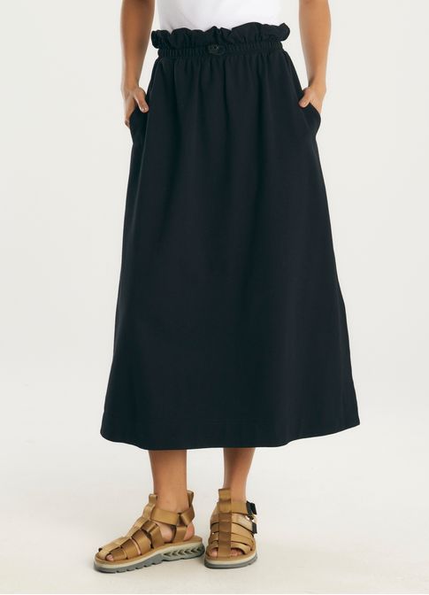 Saia ampla midi moletinho preto