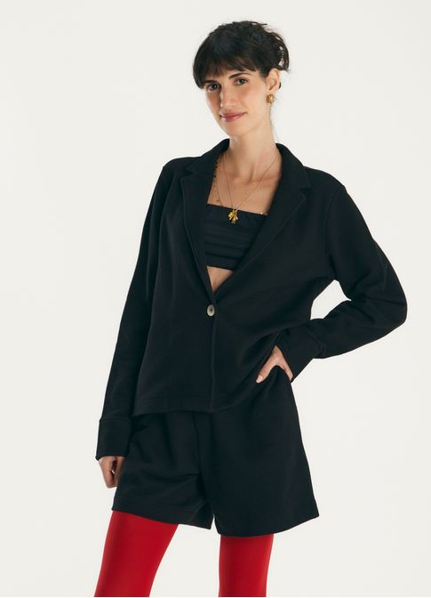Blazer piquet alfaiataria preto