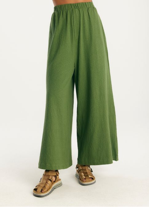 Calça malha crepe flamê