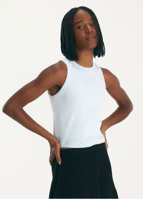 Cropped ribana com elastano azul