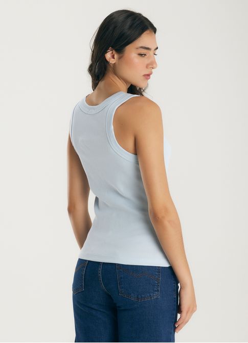 Regata básica ribana com elastano azul