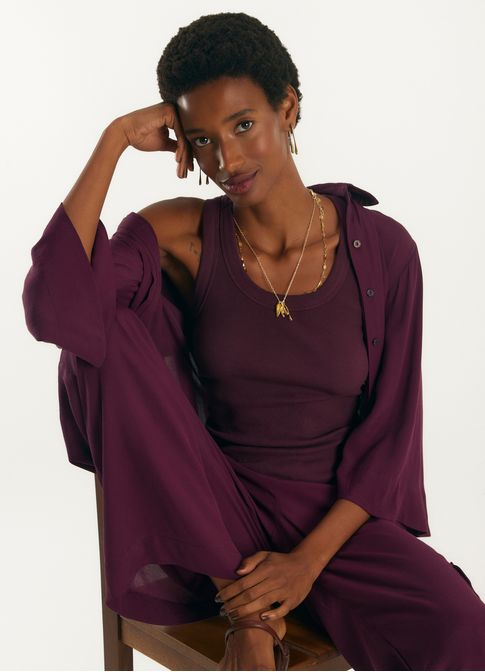 Regata básica ribana com elastano roxo