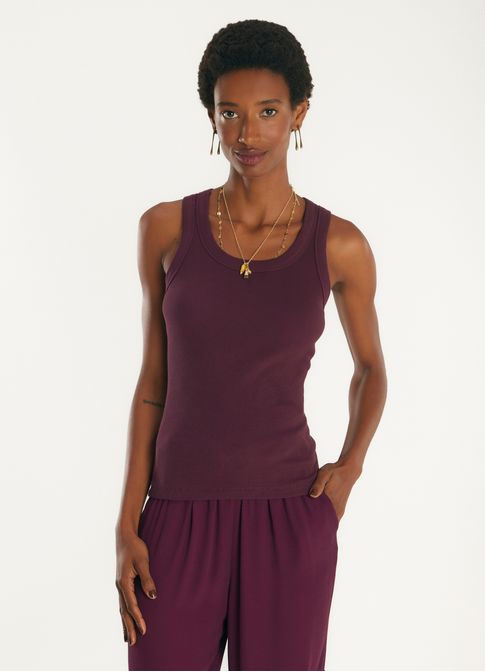 Regata básica ribana com elastano roxo