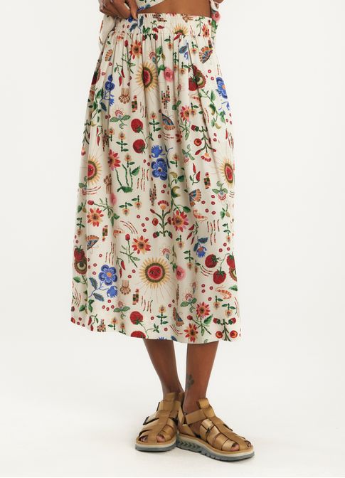 Saia midi estampada caiena