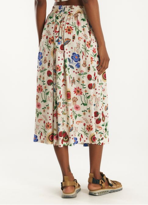 Saia midi estampada caiena