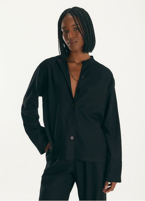 Camisa linho leve preto