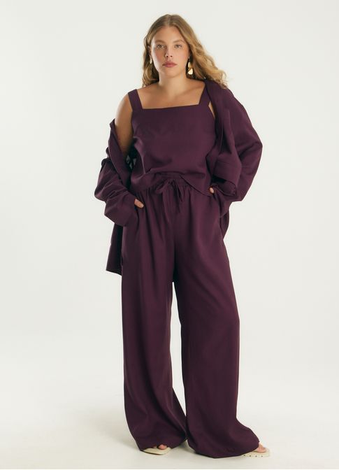 Top soltinho linho leve roxo