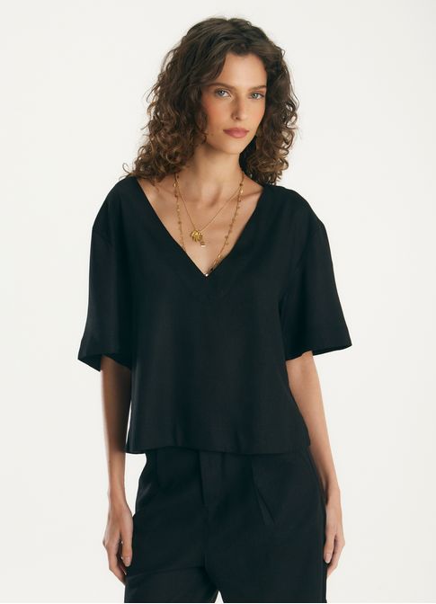 T-shirt linho leve preto