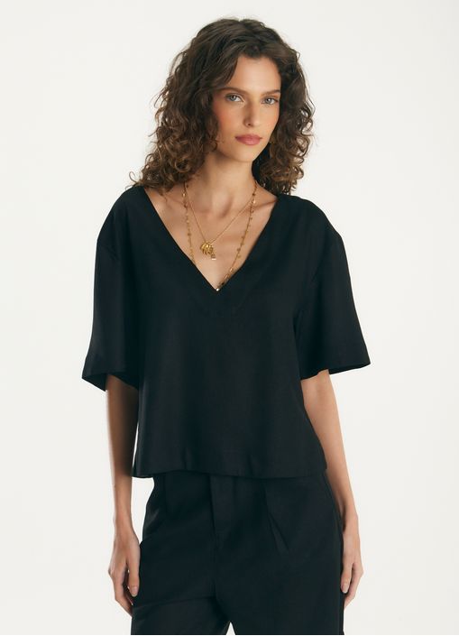 T-shirt linho leve preto