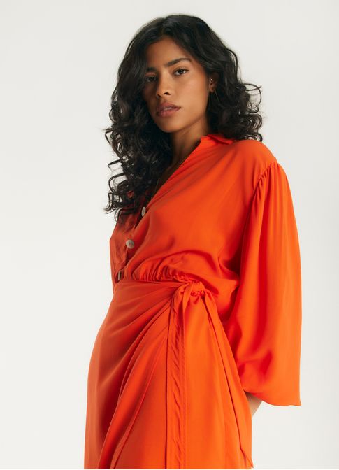 Vestido curto viscose caminhos laranja