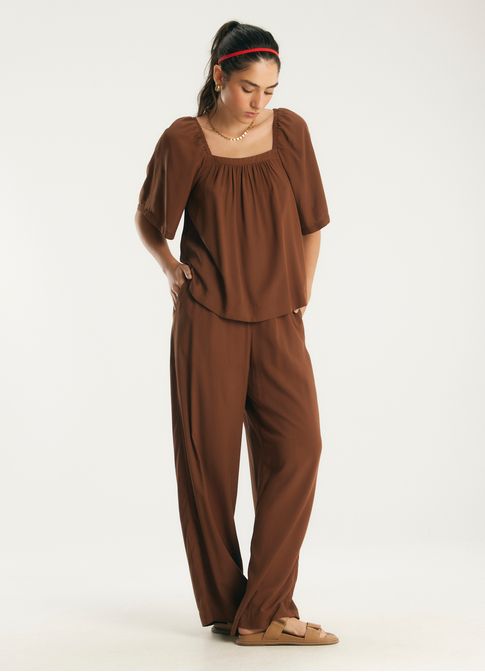 Calça viscose caminhos marrom