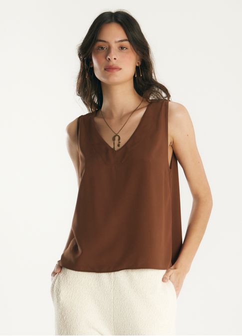 Regata shell viscose caminhos marrom