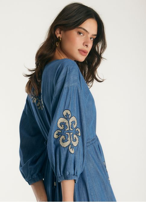 Vestido jeans bordado barcelona jeans
